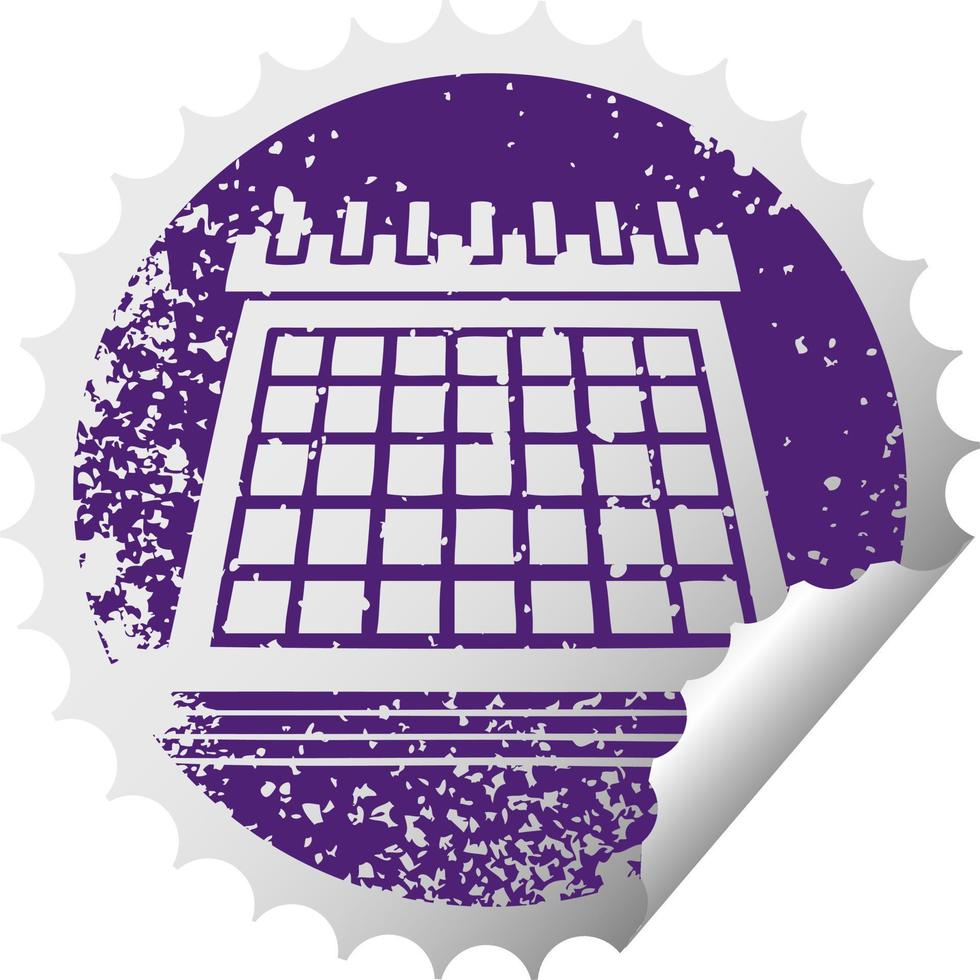 noodlijdende circulaire peeling sticker symbool werk kalender vector