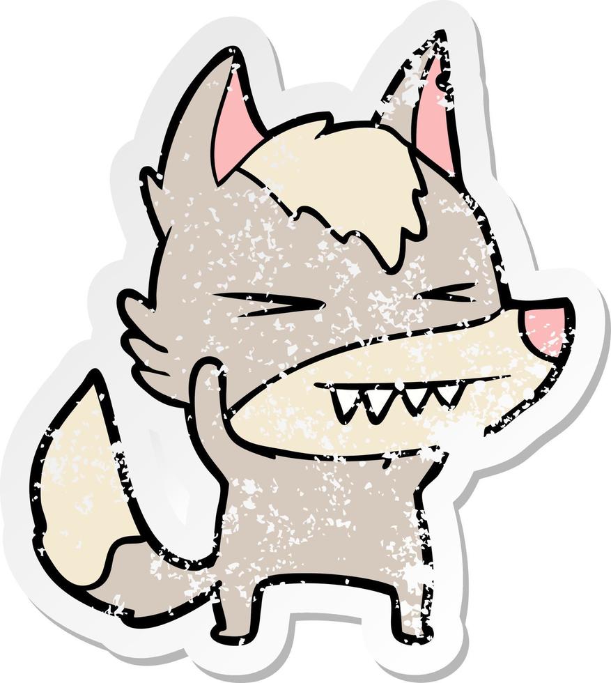 verontruste sticker van een boze wolf cartoon vector