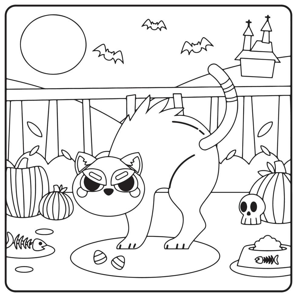 Halloween kat kleurplaten voor kinderen vector