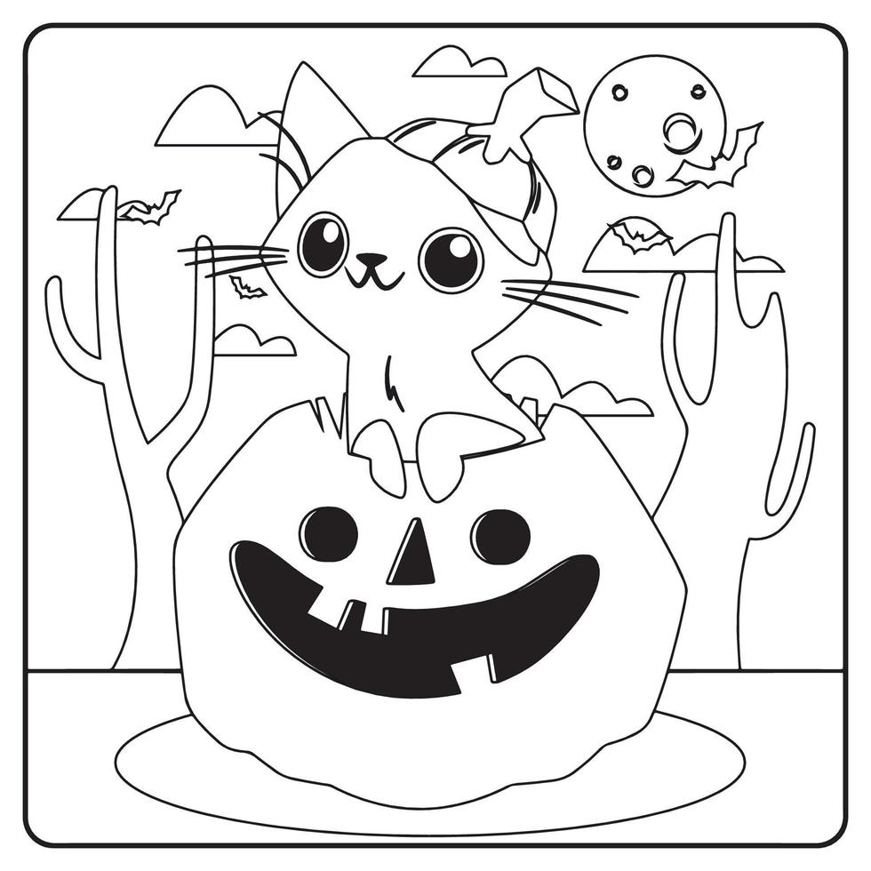 Halloween kat kleurplaten voor kinderen vector