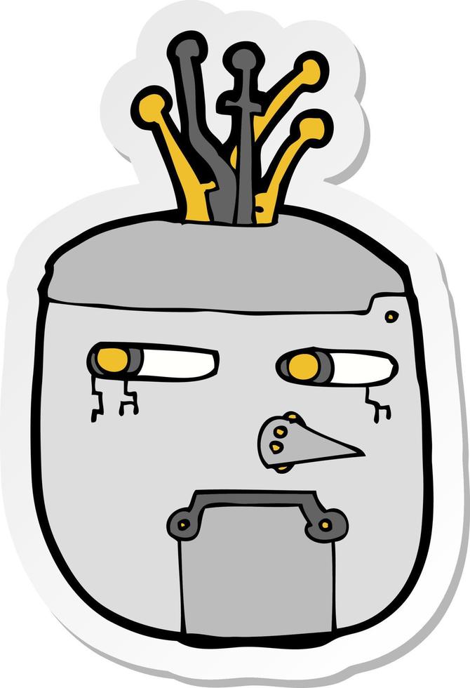 sticker van een cartoon robothoofd vector