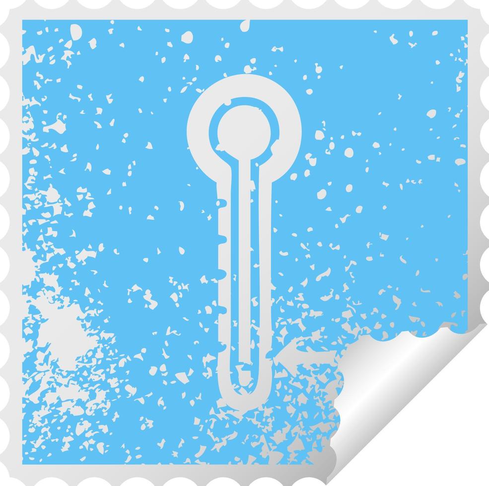 verontruste vierkante peeling sticker symbool koude thermometer vector