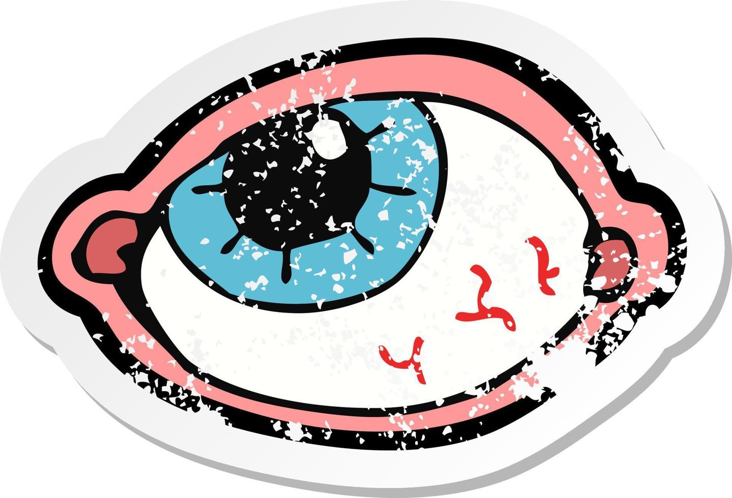 retro noodlijdende sticker van een cartoon spookachtig oog vector