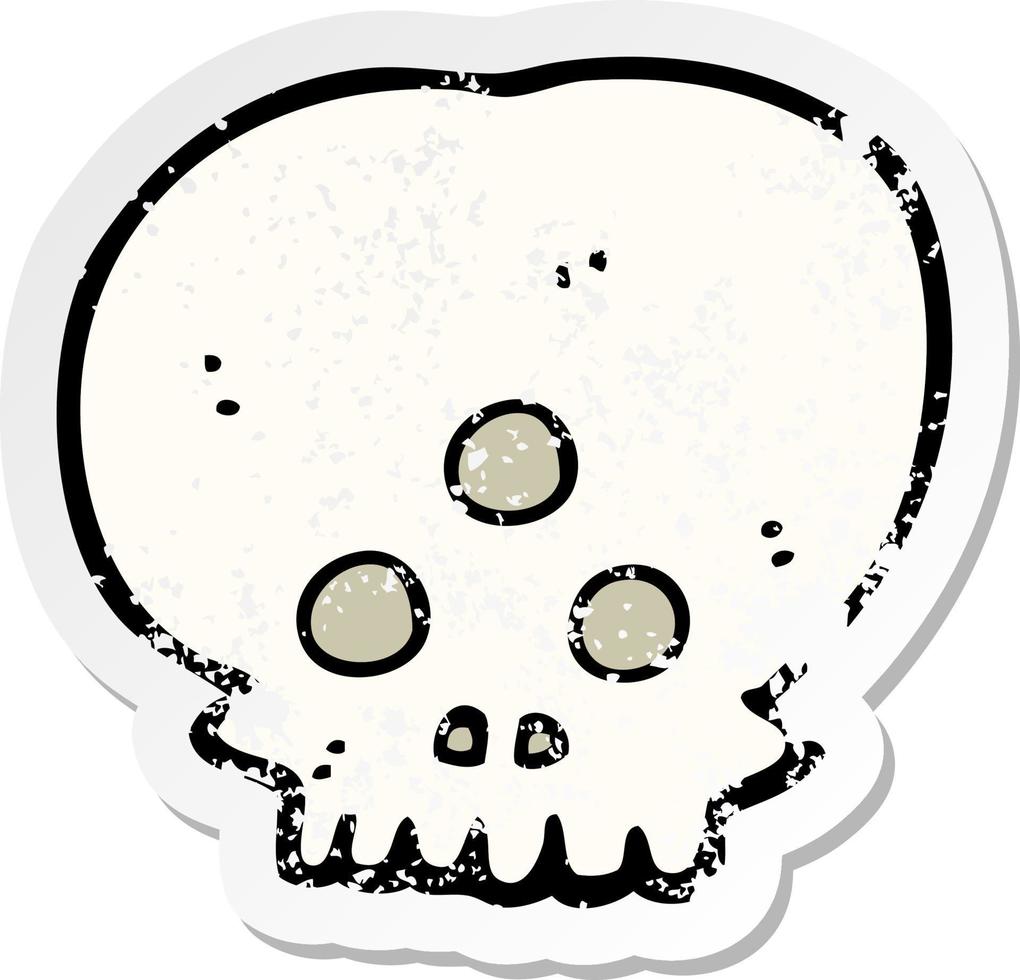 retro noodlijdende sticker van een cartoon mystieke schedel vector
