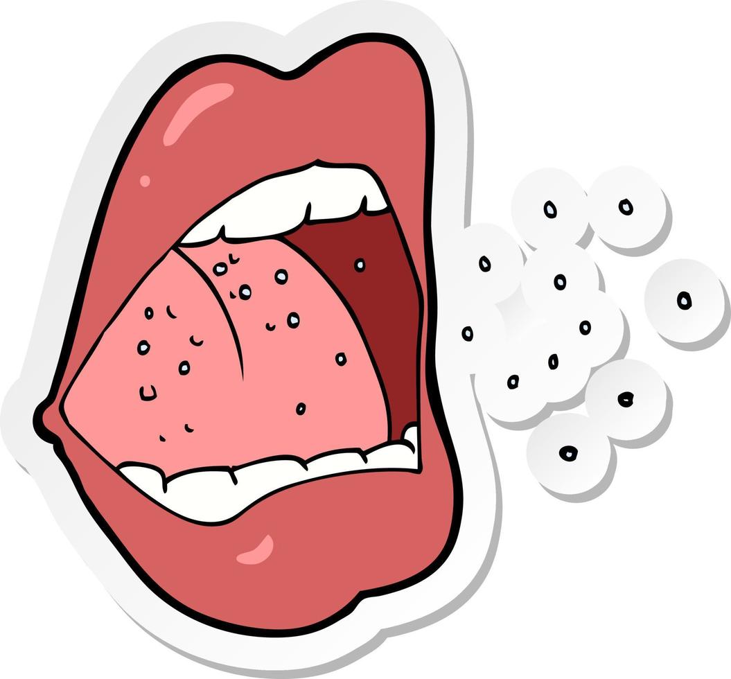 sticker van een cartoon die in de mond niest vector