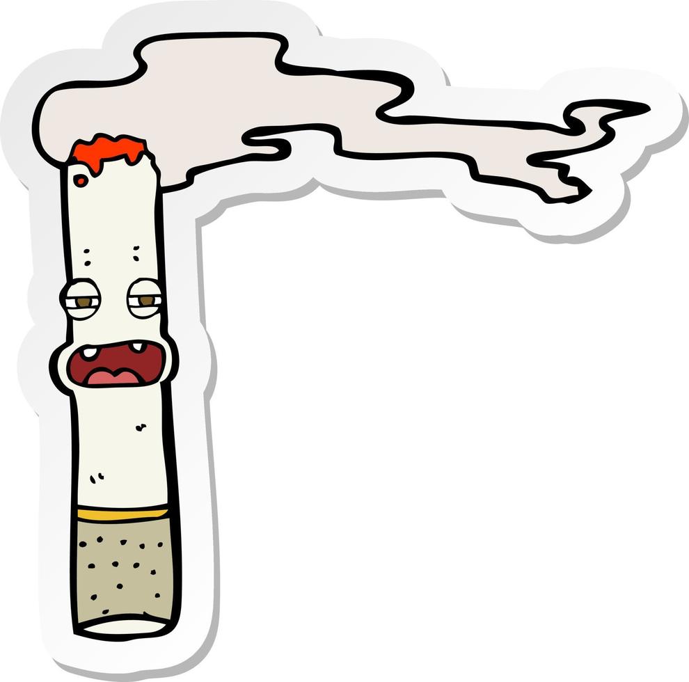 sticker van een stripfiguur van een sigaret vector