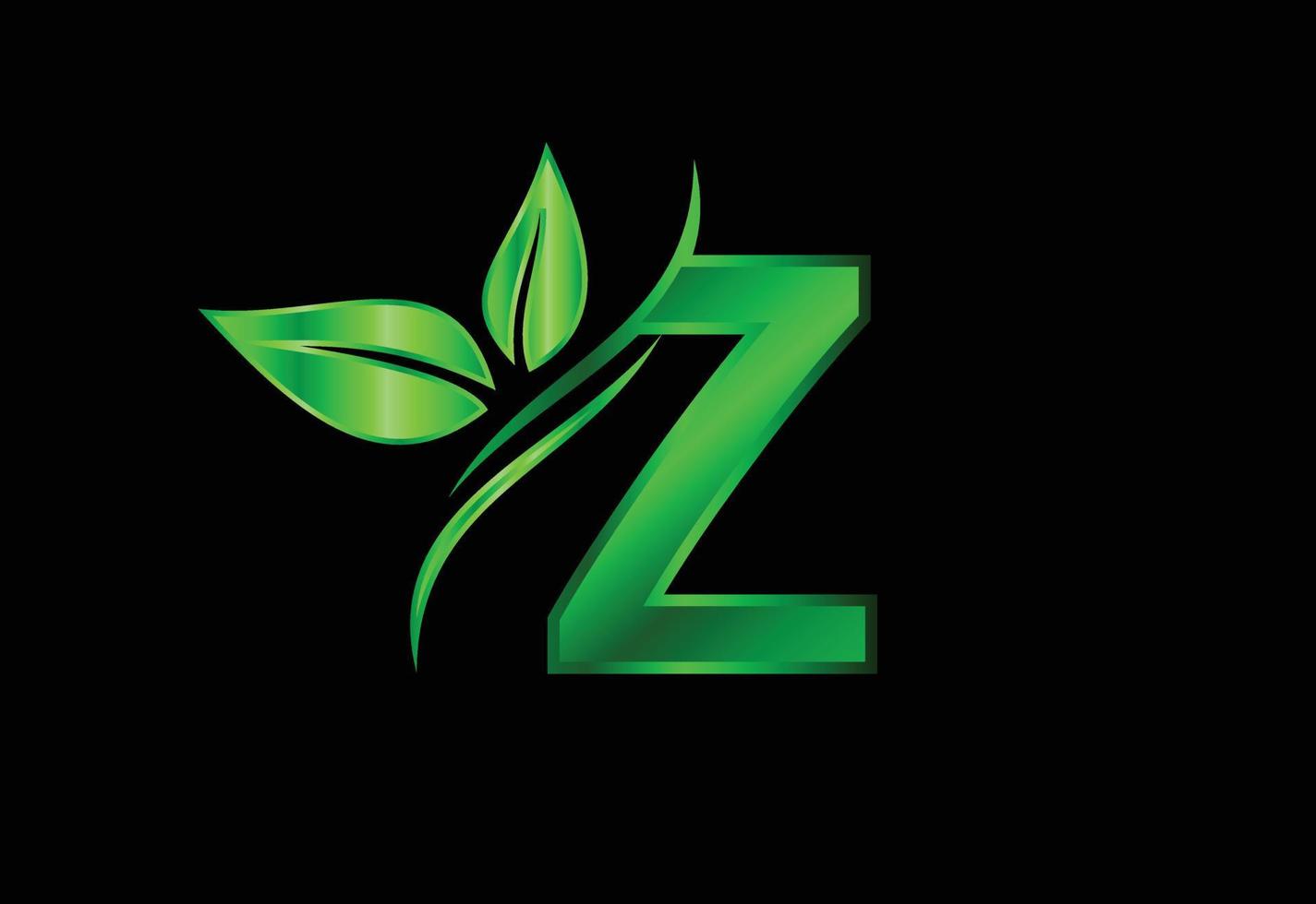 aanvankelijk z-monogramalfabet met twee bladeren. groen milieuvriendelijk logo concept. logo voor ecologische vector