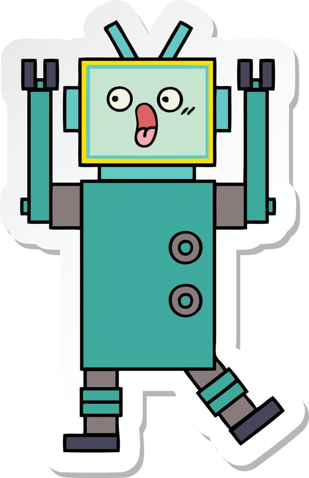 sticker van een schattige tekenfilmrobot vector