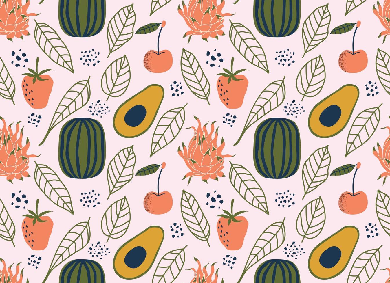 fruit naadloos patroon. leuke zomerfruit achtergrond. vector