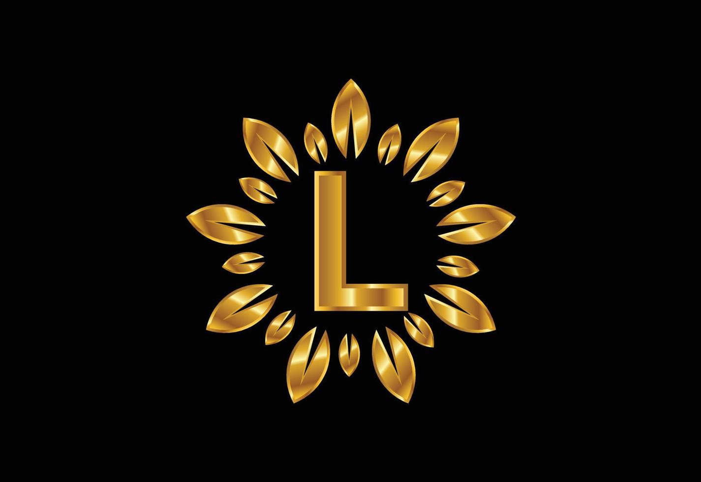 eerste k-monogrambriefalfabet met gouden bladkroon. bloem logo ontwerpconcept vector