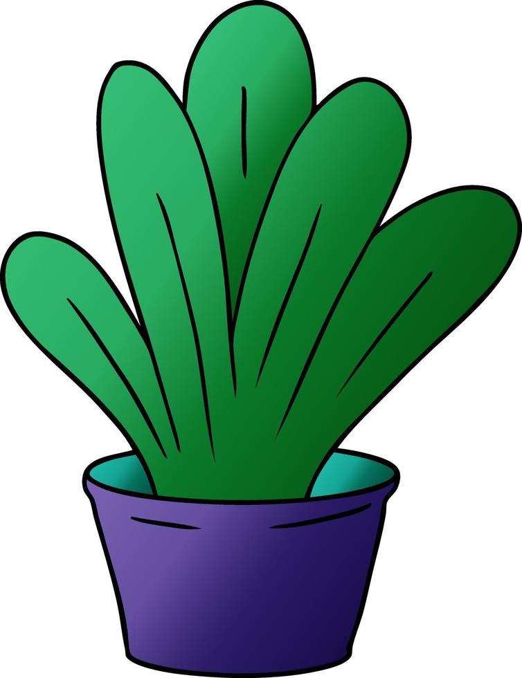 gradiënt cartoon doodle van een groene kamerplant vector