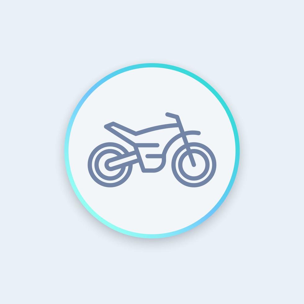 offroad fiets, motorfiets lijn pictogram, motorcross pictogram, teken, ronde stijlvolle pictogram, vectorillustratie vector