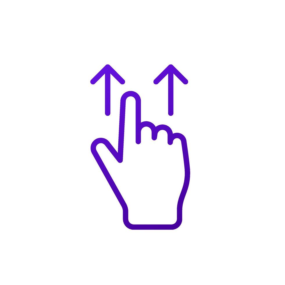 veeg omhoog lijnpictogram, handgebaarsymbool vector