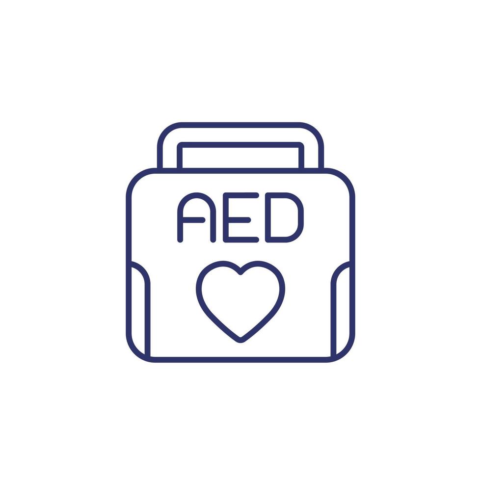 aed-lijnpictogram, automatische externe defibrillator vector