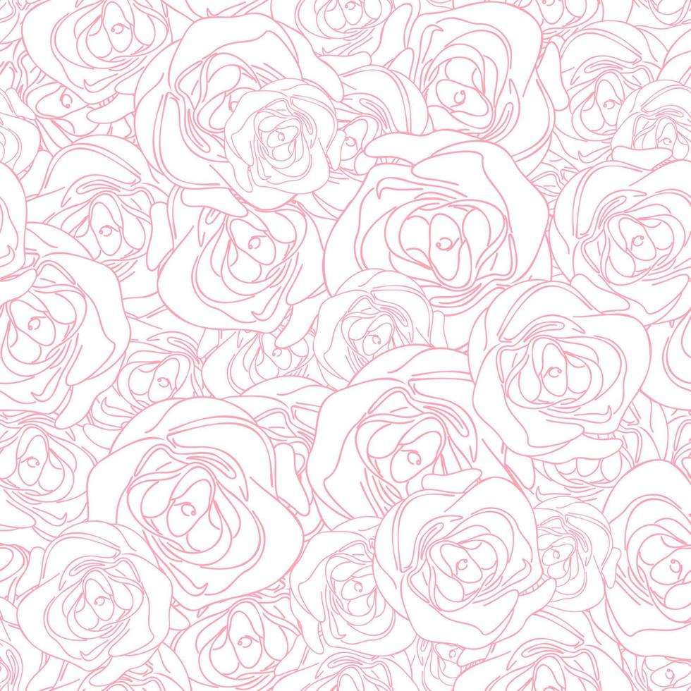 naadloze patroon met abstracte roze lijn rozen, eenvoudige hand getrokken bloemen esthetische achtergrond, tedere sjabloon voor dekking bruiloft ontwerp bloemen behang inwikkeling vectorillustratie vector