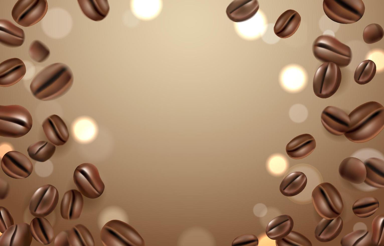 koffiebonen achtergrond met bokeh vector