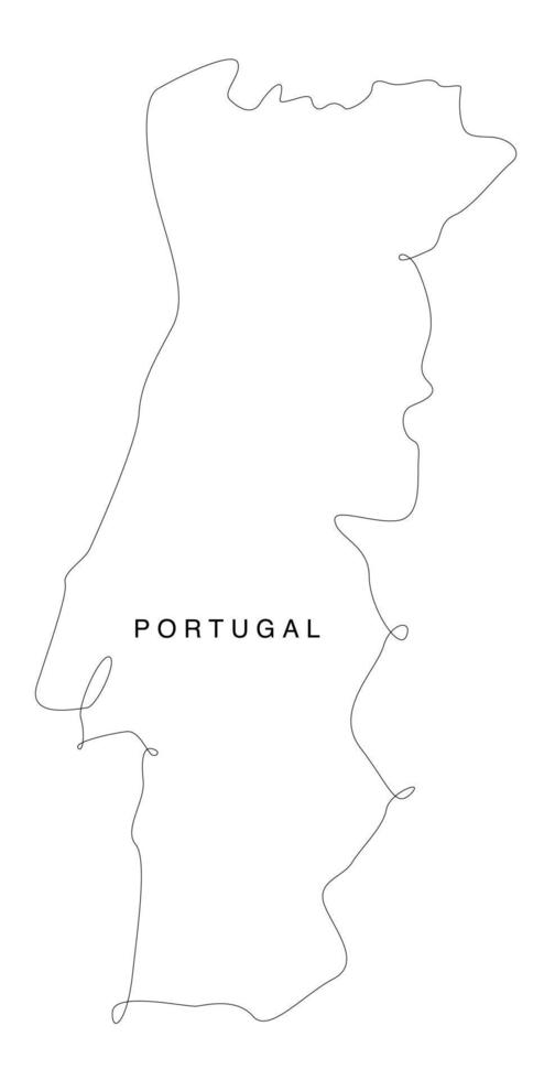 lijntekeningen portugal kaart. ononderbroken lijn europa kaart. vectorillustratie. enkele schets. vector