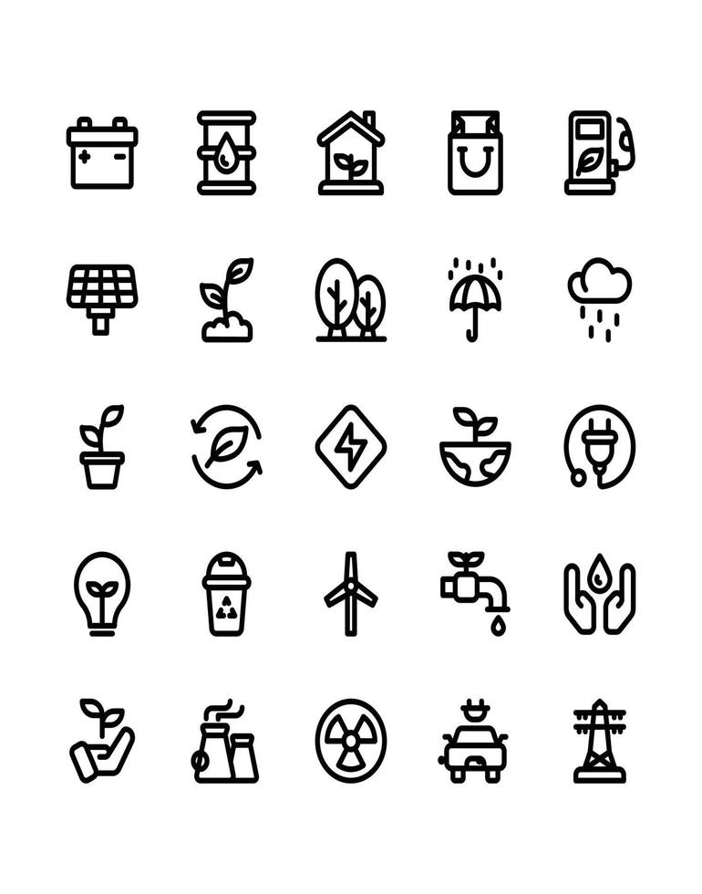 eco vriendelijke icon set 30 geïsoleerd op een witte achtergrond vector