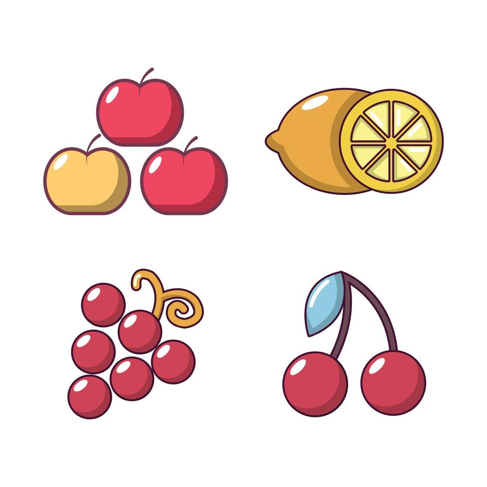 fruit pictogrammenset, cartoon stijl vector