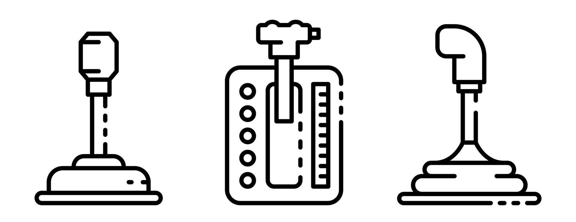 versnellingsbak iconen set, Kaderstijl vector