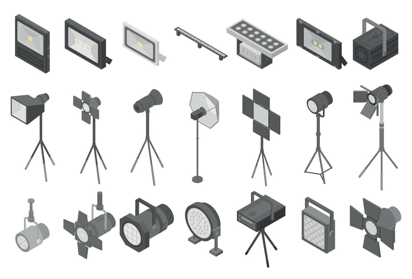 spotlight iconen set, isometrische stijl vector