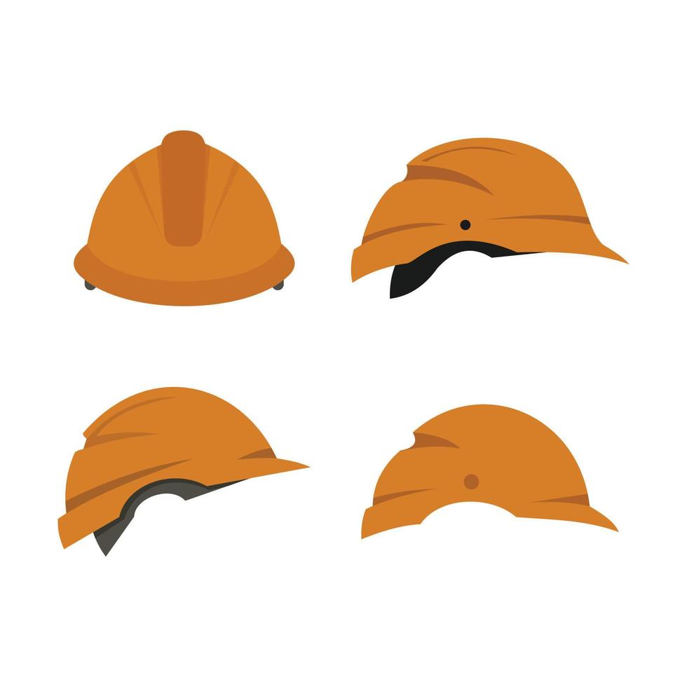 bouw helm pictogrammenset, vlakke stijl vector