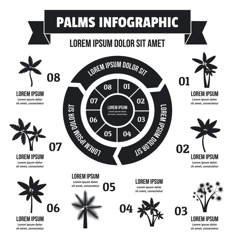 palmen infographic concept, eenvoudige stijl vector