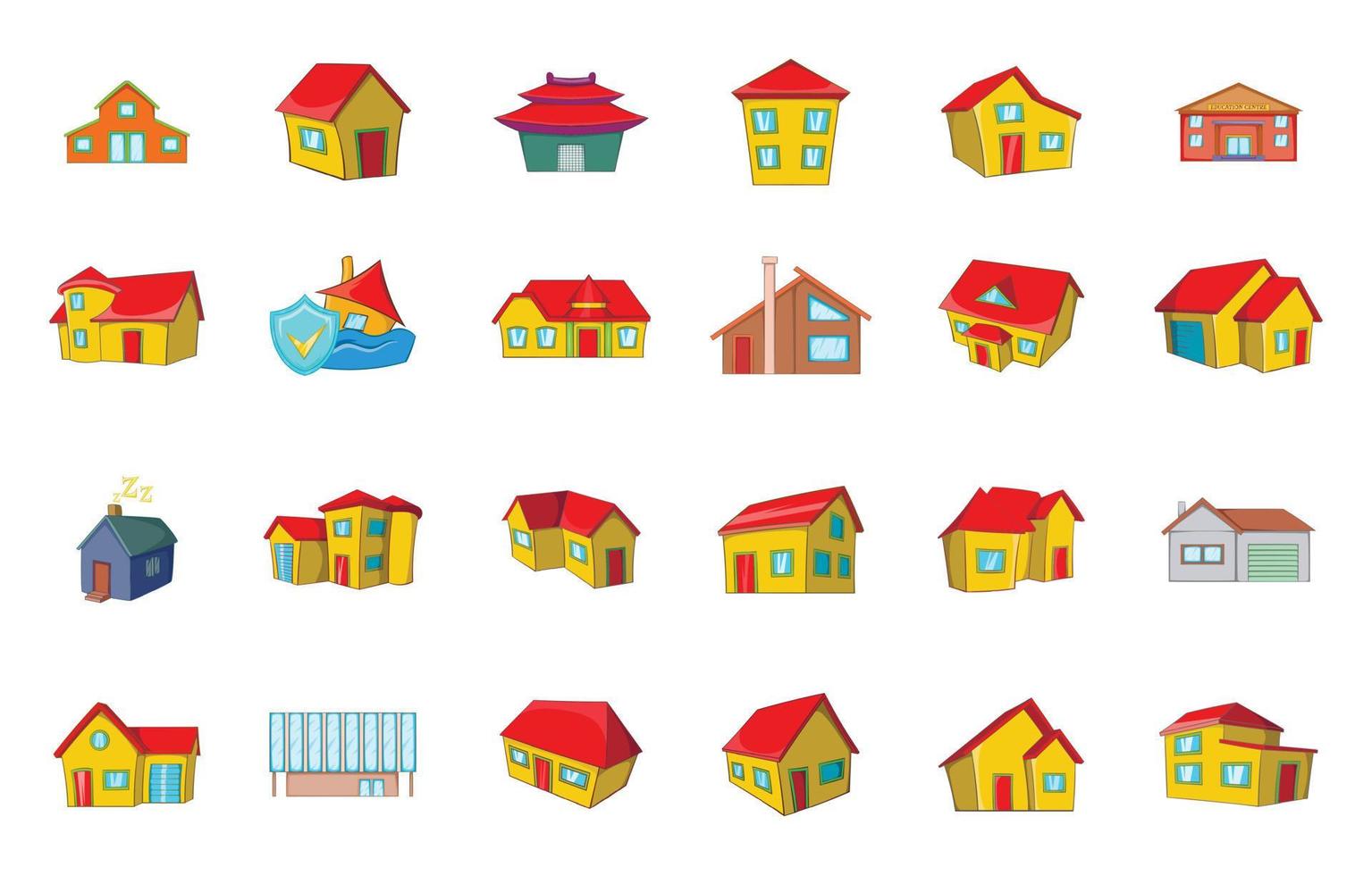 huis pictogrammenset, cartoon stijl vector