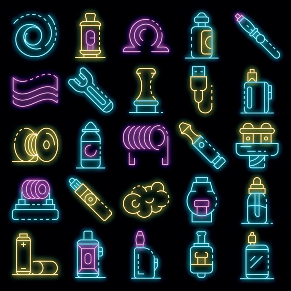 elektronische sigaret icon set vector neon