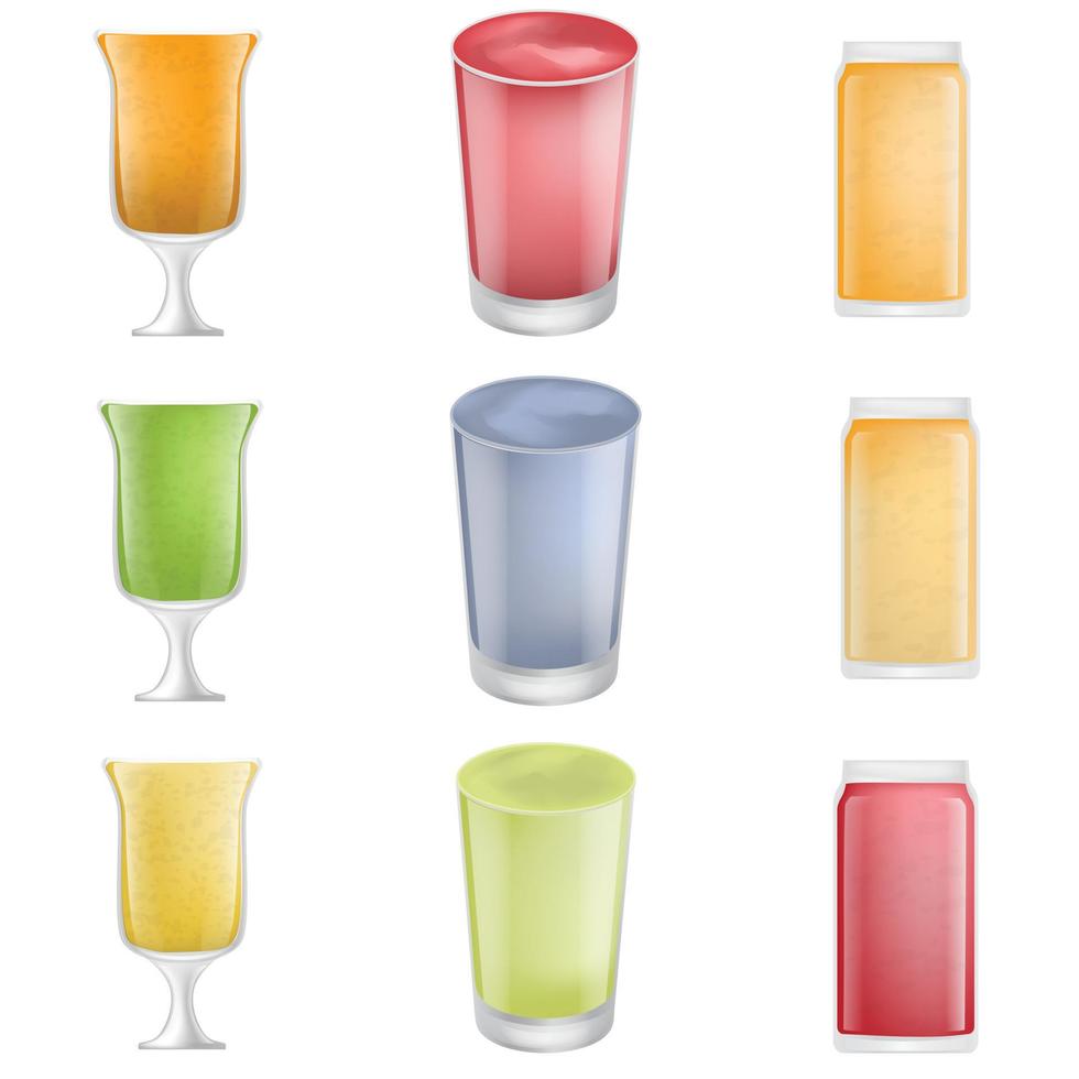 smoothie vruchtensap iconen set, realistische stijl vector