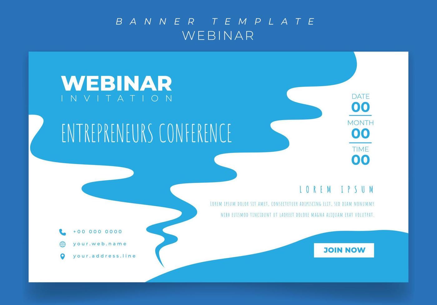 bannermalplaatje voor webinarontwerp met blauwe rook in wit ontwerp als achtergrond vector