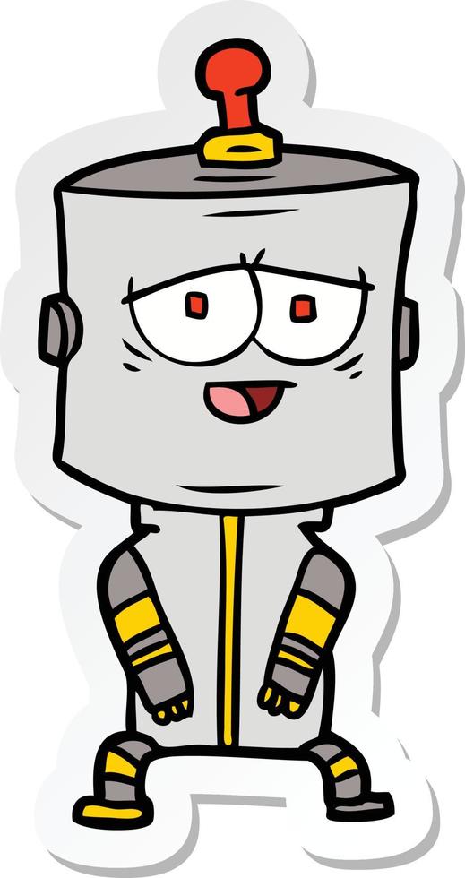 sticker van een tekenfilmrobot vector