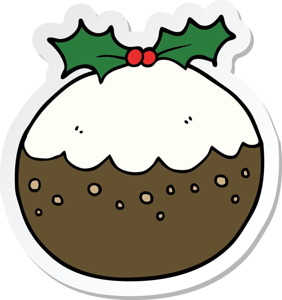 sticker van een cartoon kerstpudding vector