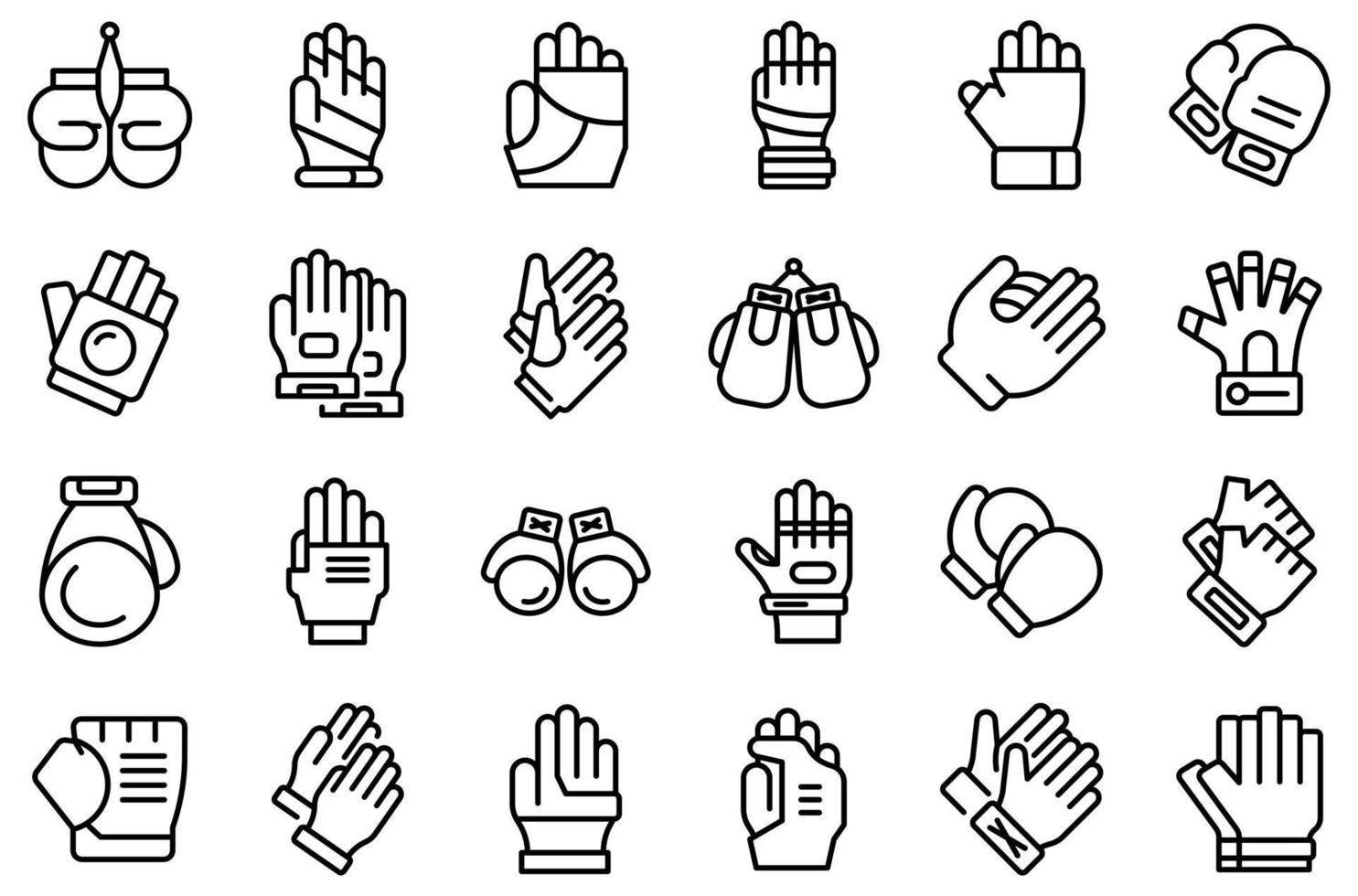sport handschoenen pictogrammen instellen overzicht vector. vingers sport vector