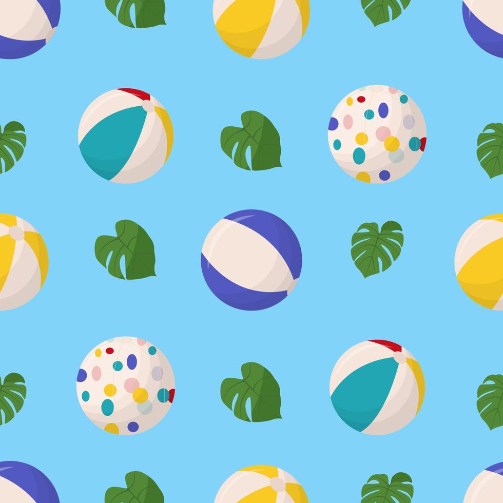 kleurrijk strandballen naadloos patroon. strandballen in meerdere kleuren. platte vectorillustratie vector