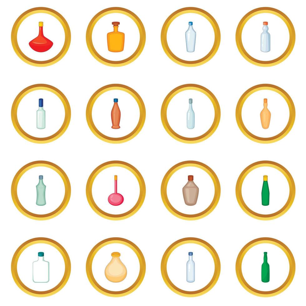 verschillende flessen pictogrammen cirkel vector