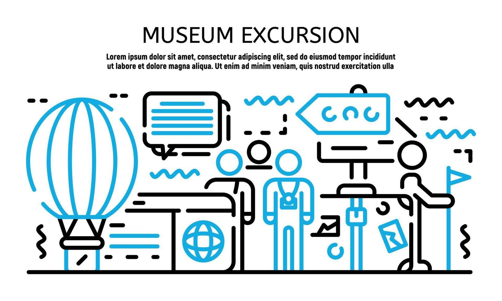 banner voor museumexcursie, overzichtsstijl vector