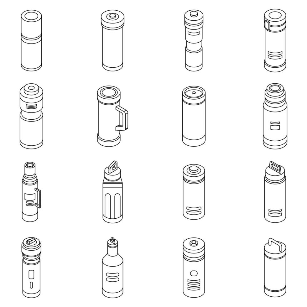 vacuüm geïsoleerde waterfles iconen set vector outine