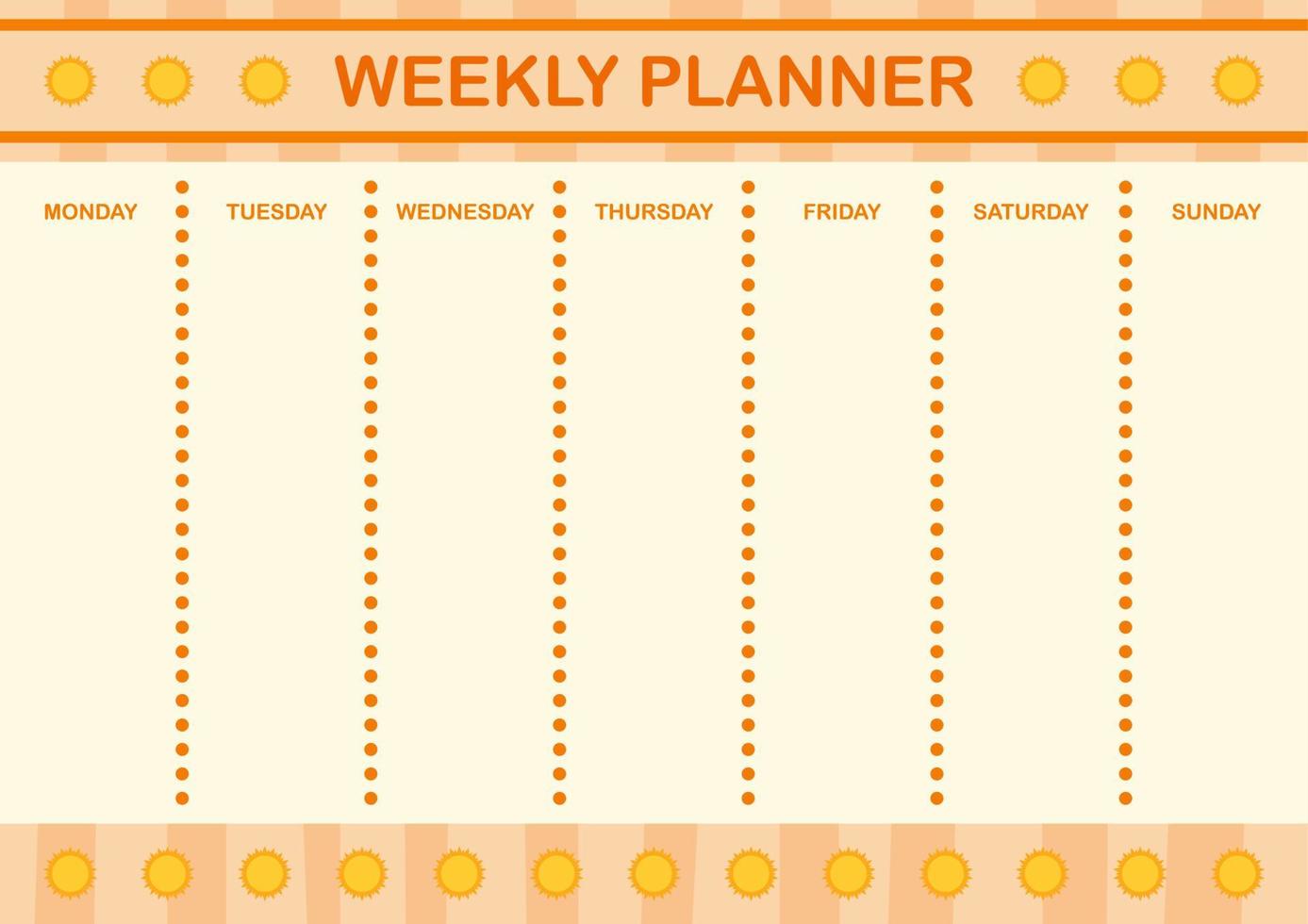 dag- en weekplanner met zon vector