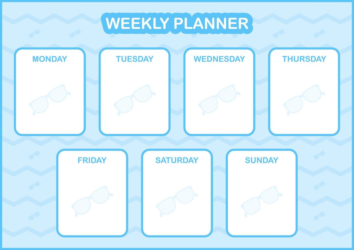 dag- en weekplanner met bril vector