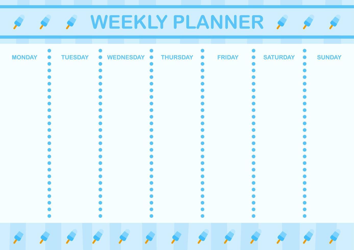 dag- en weekplanner met ijs vector