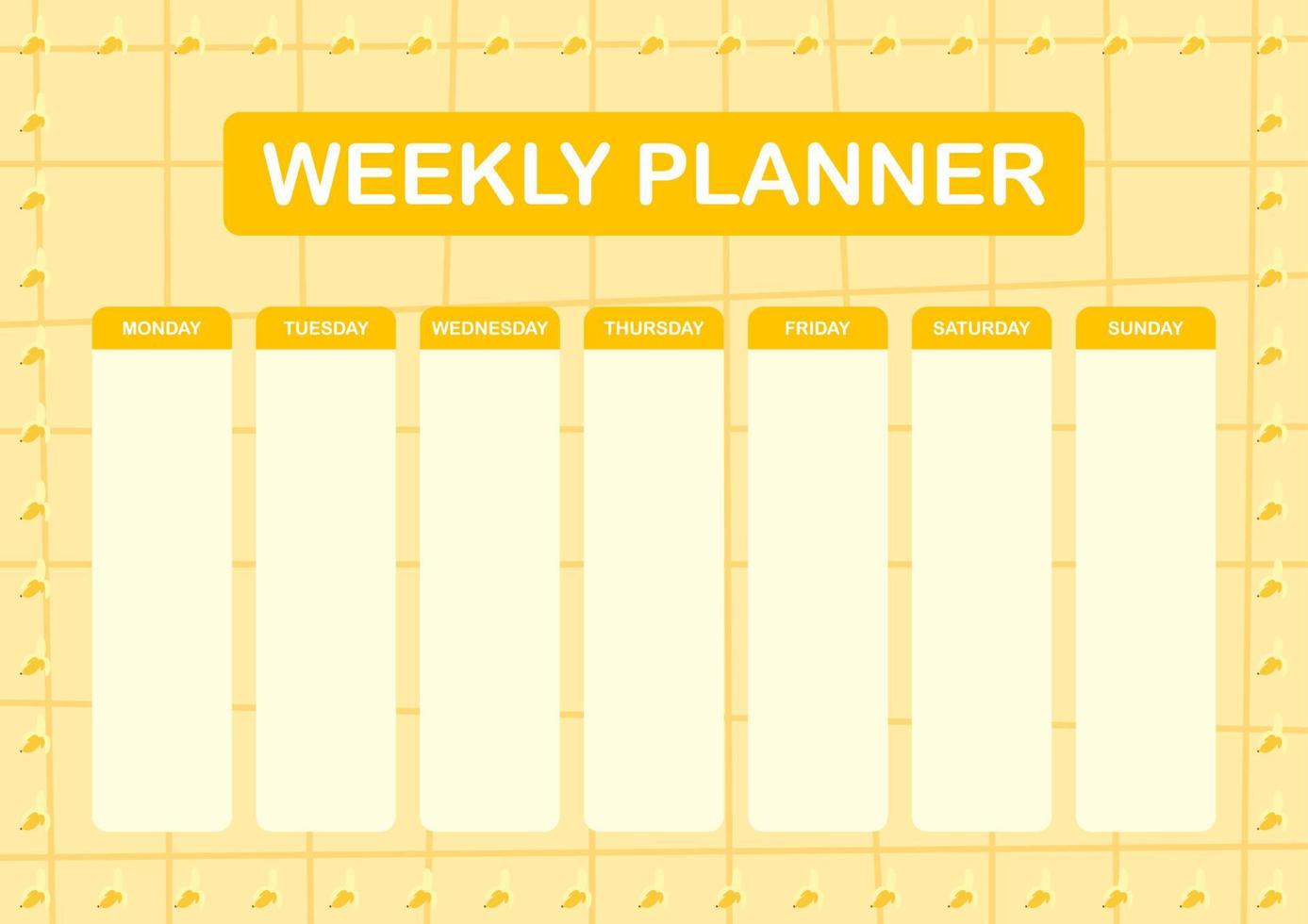 dag- en weekplanner met banaan vector