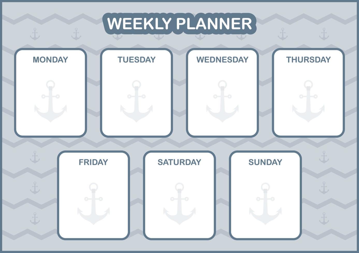 dag- en weekplanner met anker vector