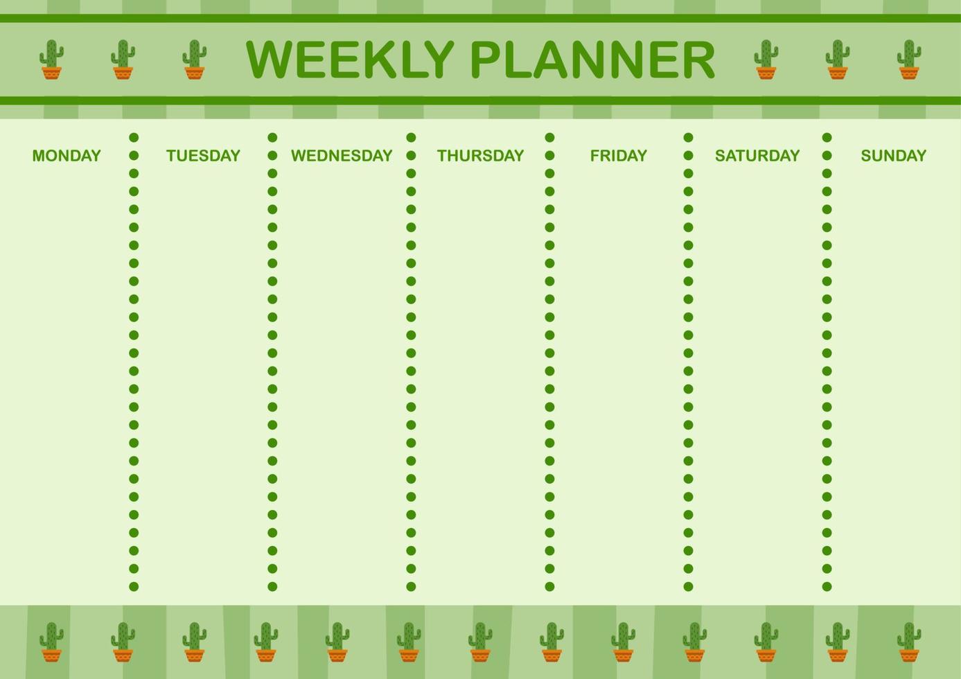 dag- en weekplanner met cactus vector