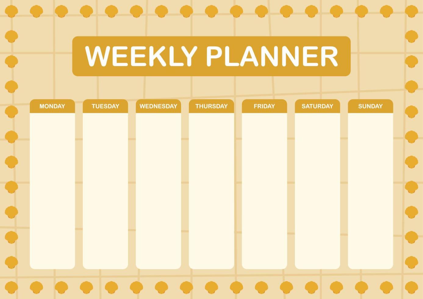 dagelijkse en wekelijkse planner met zeeschelp vector