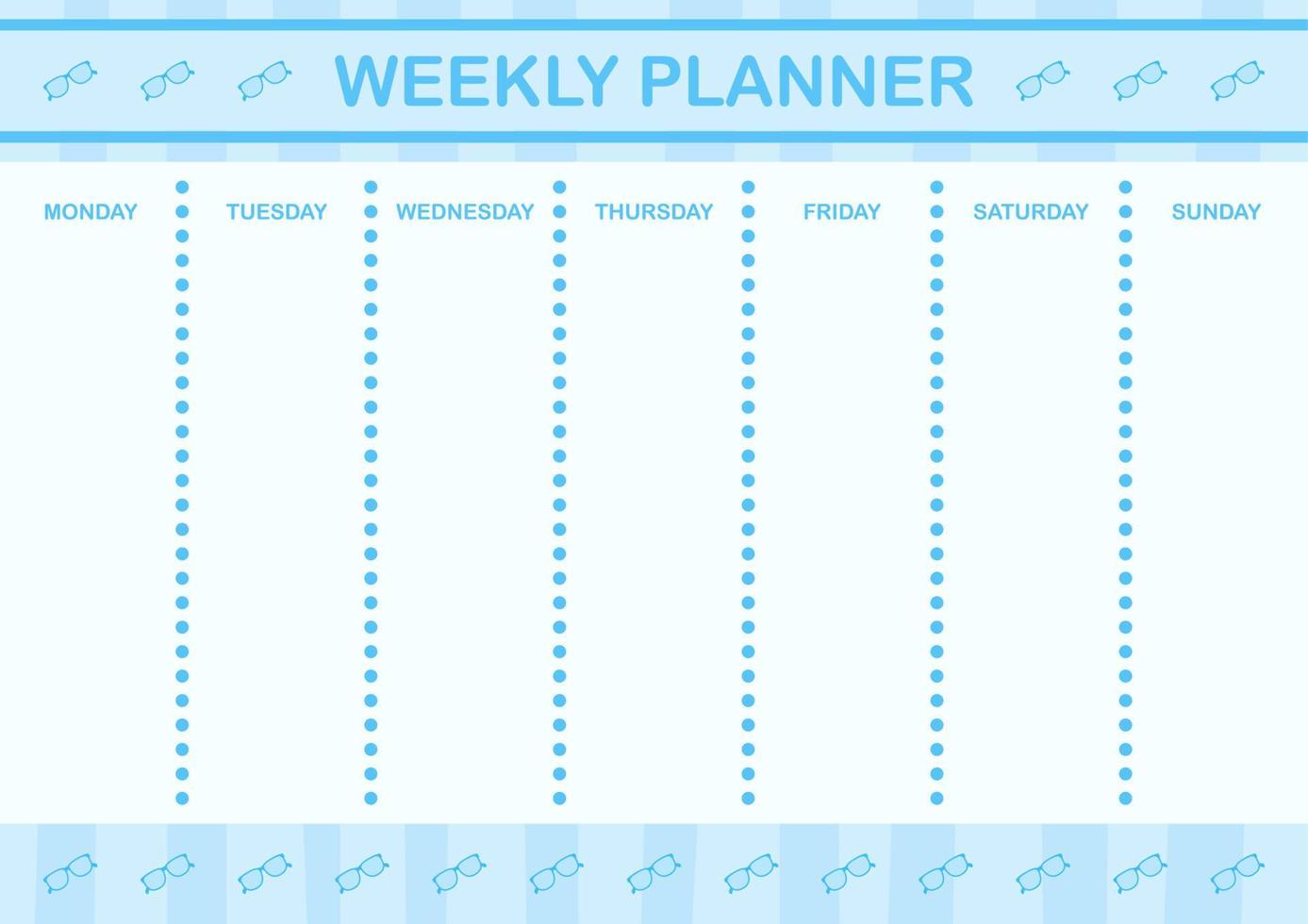 dag- en weekplanner met bril vector