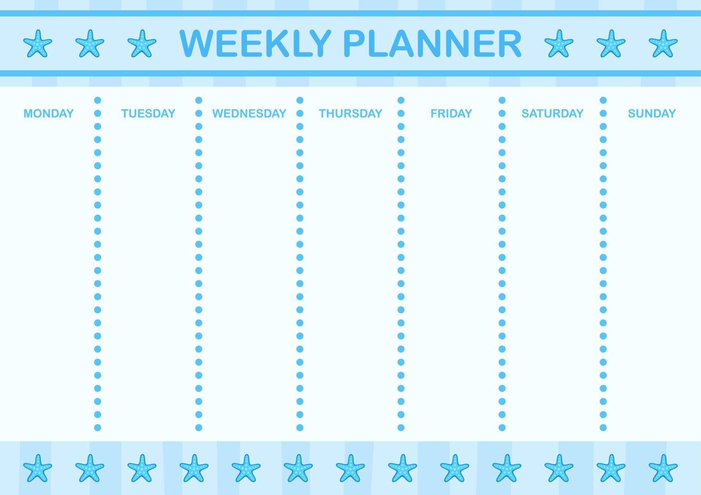 dag- en weekplanner met zeester vector