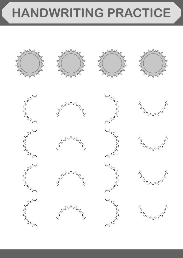 handschriftoefening met zon. werkblad voor kinderen vector