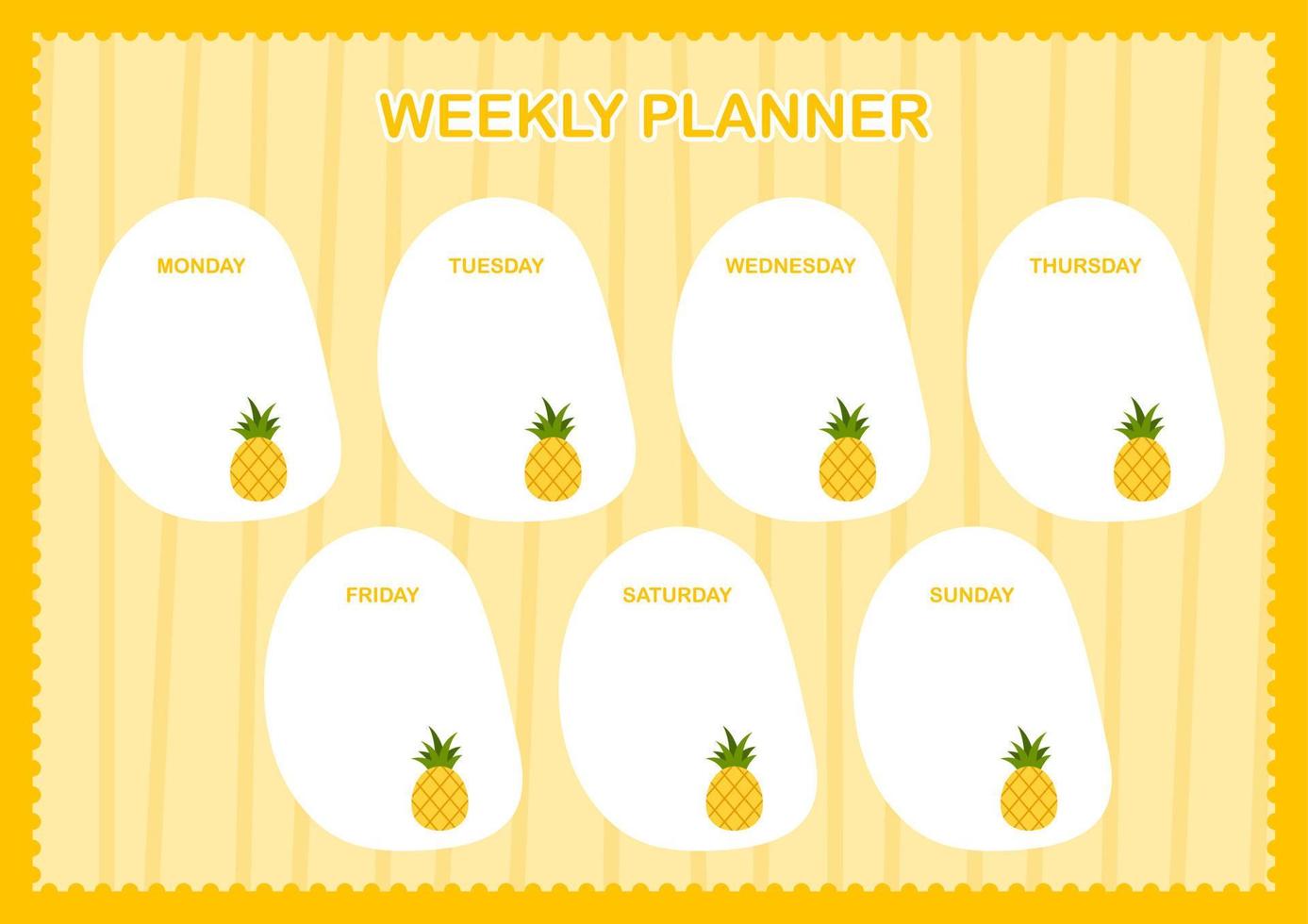 dag- en weekplanner met ananas vector