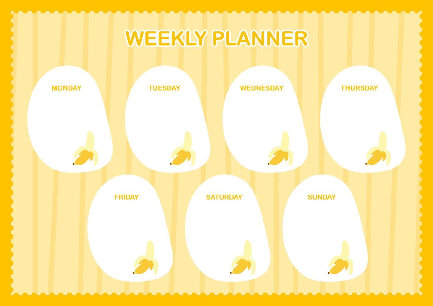 dag- en weekplanner met banaan vector